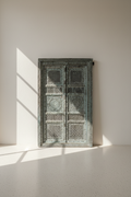 Vibrant vintage blue carved panel