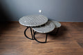 Bone inlay black and white nesting table