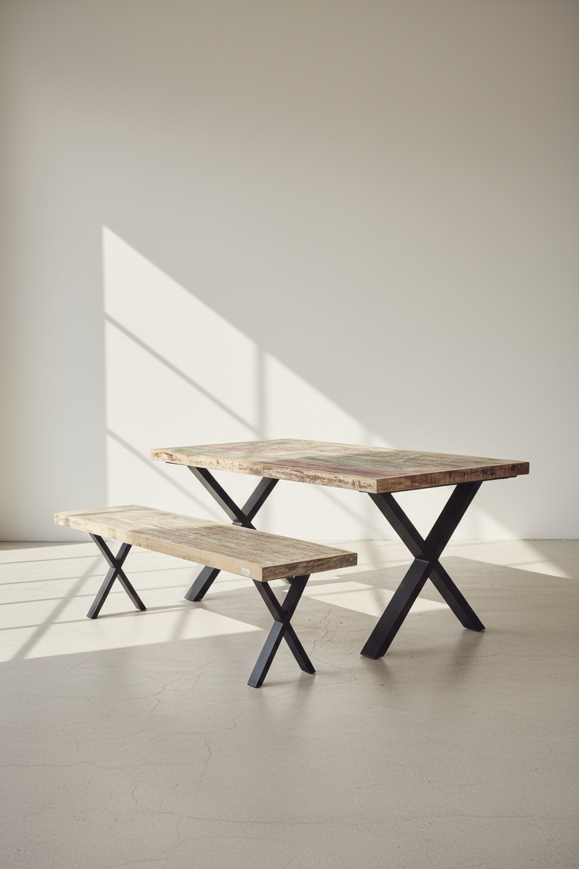 Recycle Design X legs dining table