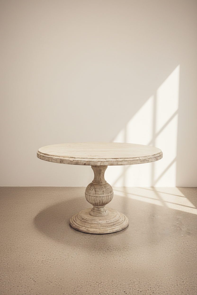 Heavy Base Round sandblasted table