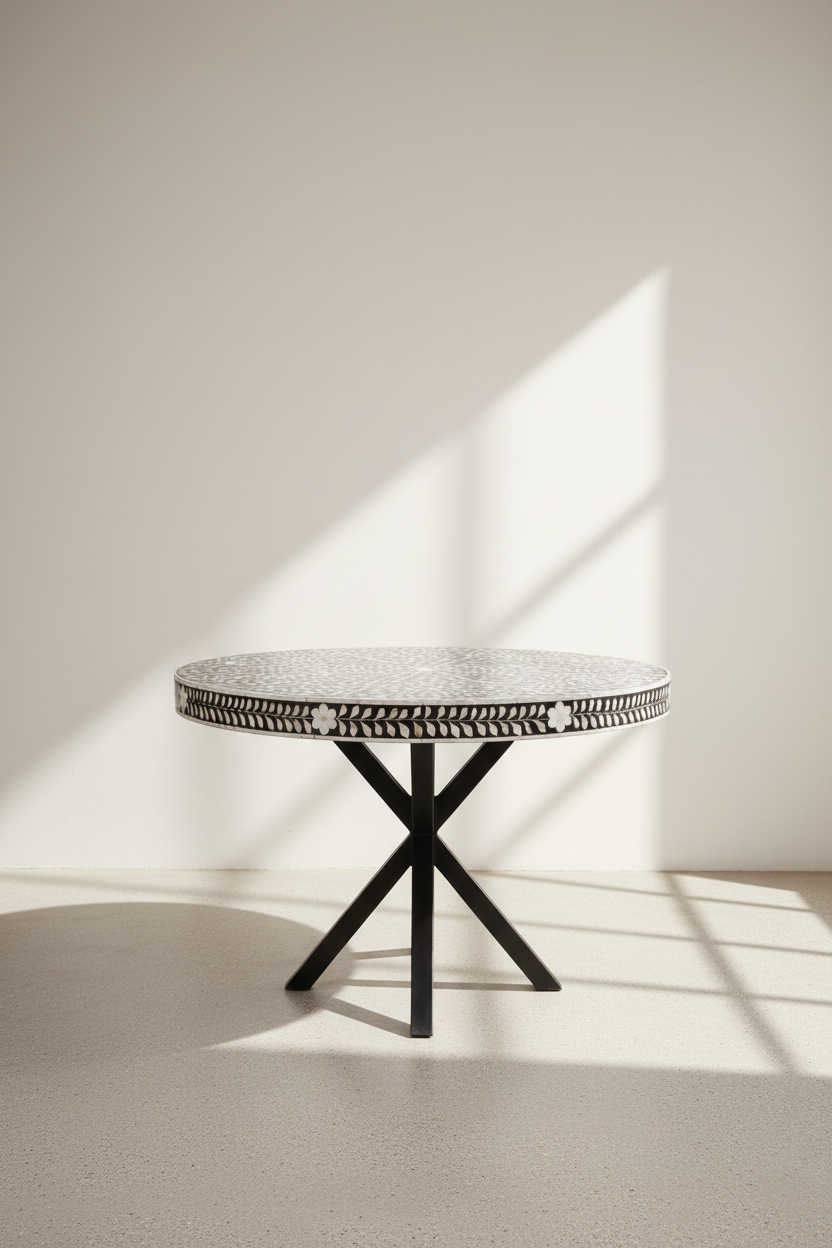 Mother of Pearl Floral Inlay Dining Table