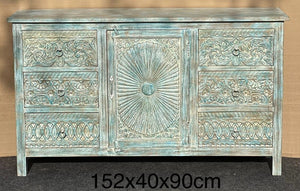 Sun carved sideboard