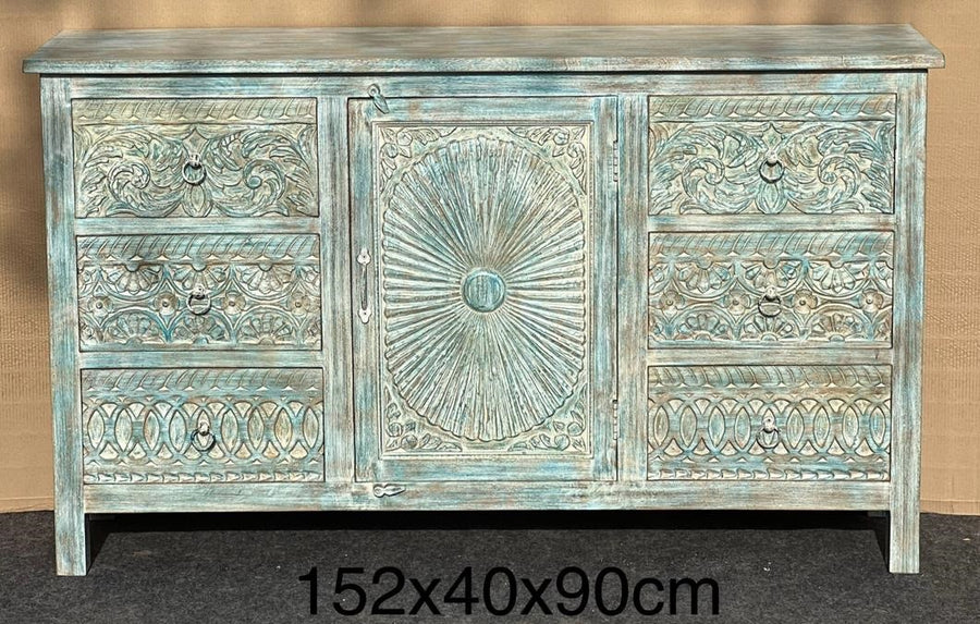 Sun carved sideboard