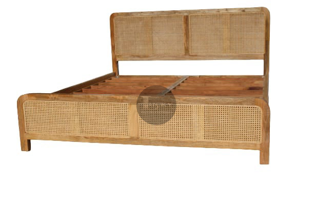 Rattan Webbing and Mango Wood Bed (2 Section).