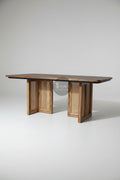 Rattan and mango wood dining table.