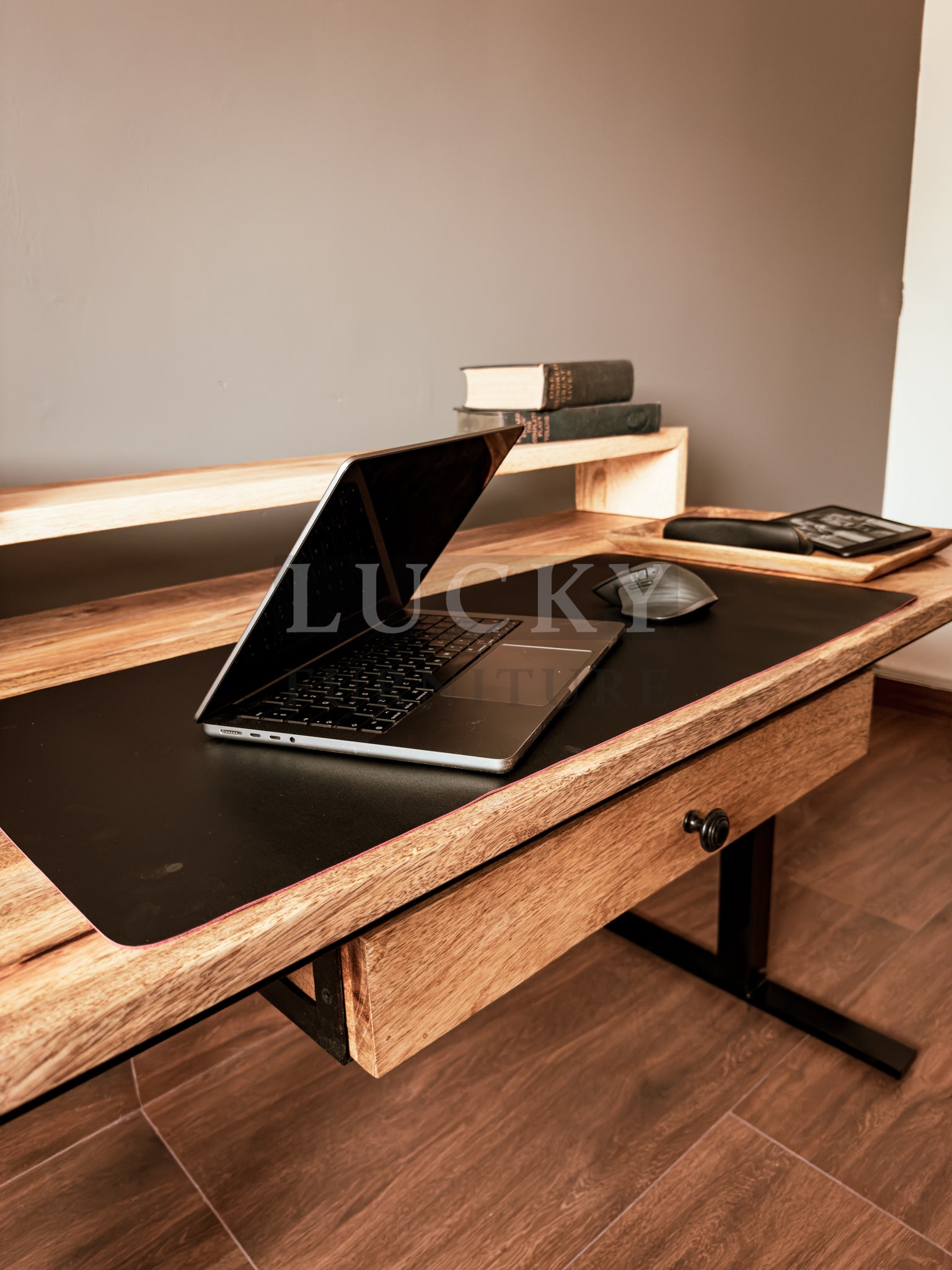 Mango wood desk from Lucky Furniture UAE, elegant and durable workspace solution for modern offices.