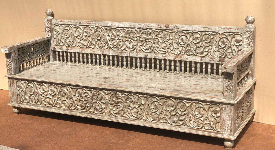 Heavy Carved Bench 3 Seater | Lucky Furniture & Handicrafts.