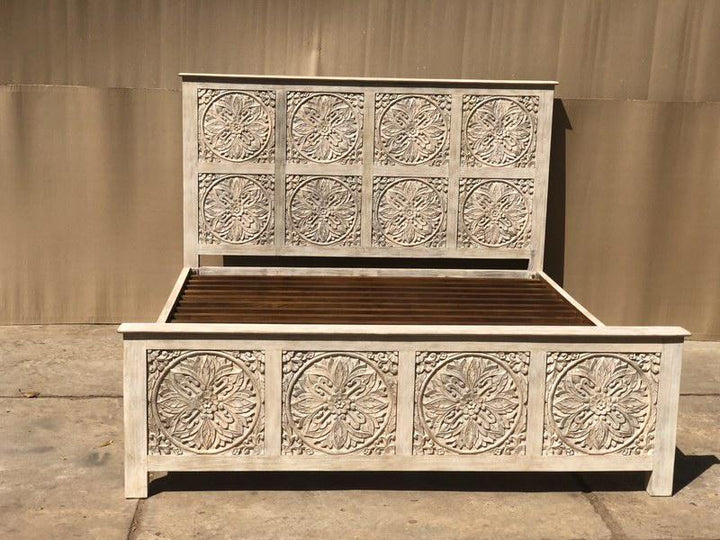 Flower Carved Bed Panels | Lucky Furniture & Handicrafts.