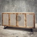 Rattan and mango wood 4 door sideboard.