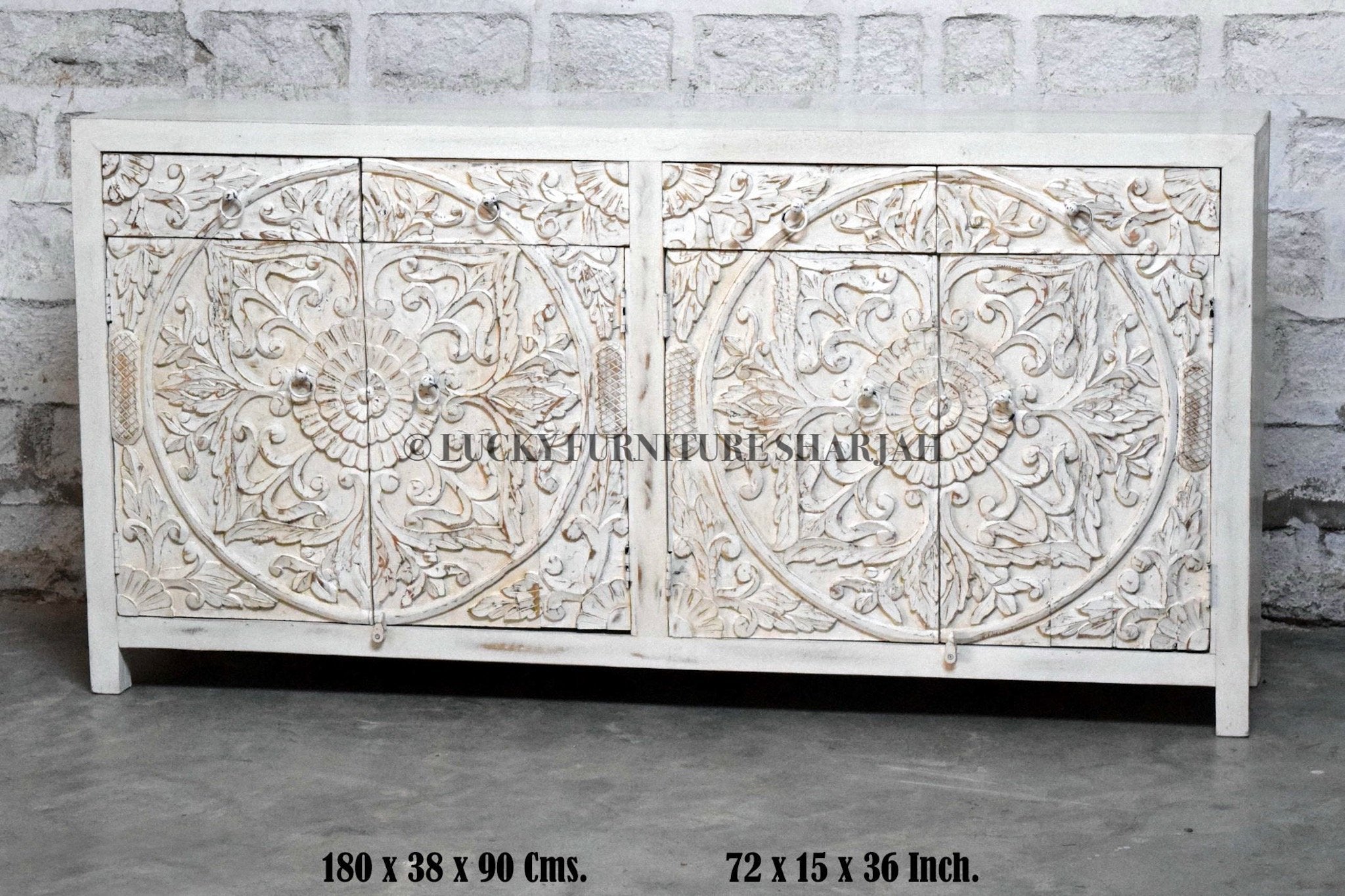 Carved Distressed Sideboard | Lucky Furniture & Handicrafts.