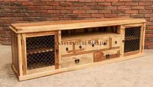 Indian Rosewood Tv Stand with Grills | Lucky Furniture & Handicrafts.