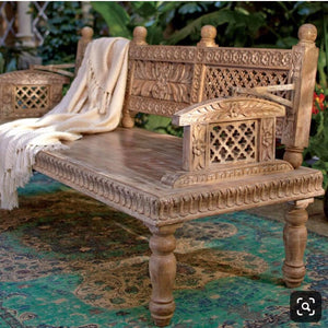 Carved Swing Back Bench | Lucky Furniture & Handicrafts.