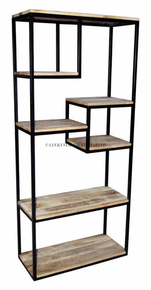 Staggered Metal and Wood Shelf | Lucky Furniture & Handicrafts.