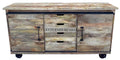 Mango Wood Industrial Sliding Door Sideboard with 4 Draw | Lucky Furniture & Handicrafts.