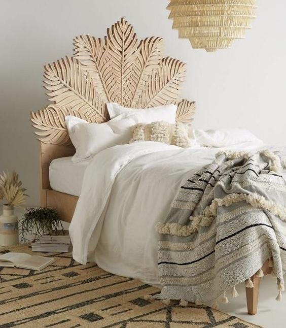 Carved Palm Inspired Bed | Lucky Furniture & Handicrafts.