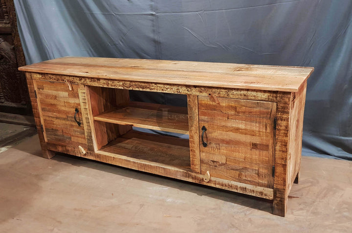 Full Wooden 2 draw tv stand staggered | Lucky Furniture & Handicrafts.