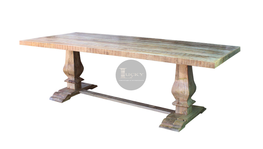 Barn Style Pedestal Double base Mango Wood Table.