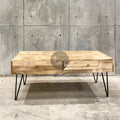 Mango wood and brass inlay coffee table.