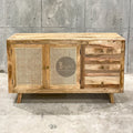 Rattan and mango wood sideboard 3 draw 2 door.