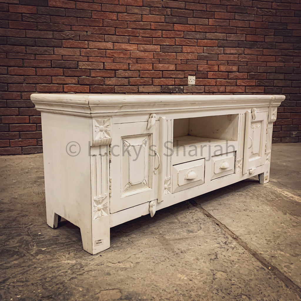 Victorian Vintage White tv stand | Lucky Furniture & Handicrafts.