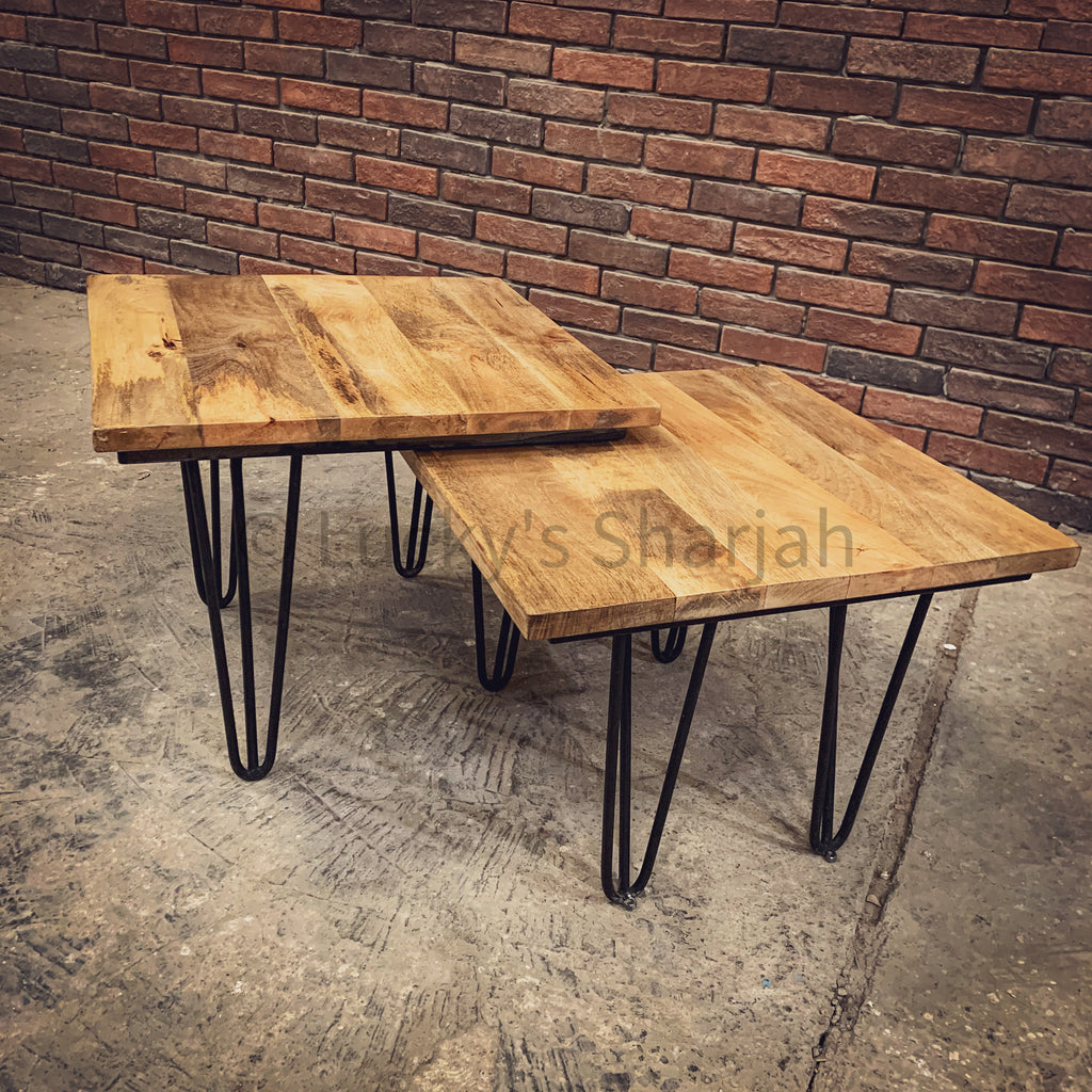 Adjustable Mango wood table Nesting | Lucky Furniture & Handicrafts.