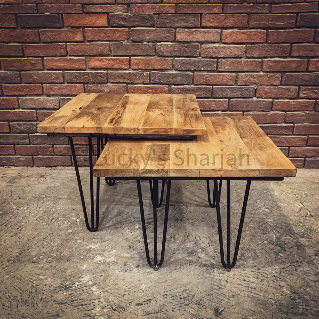 Adjustable Mango wood table Nesting | Lucky Furniture & Handicrafts.