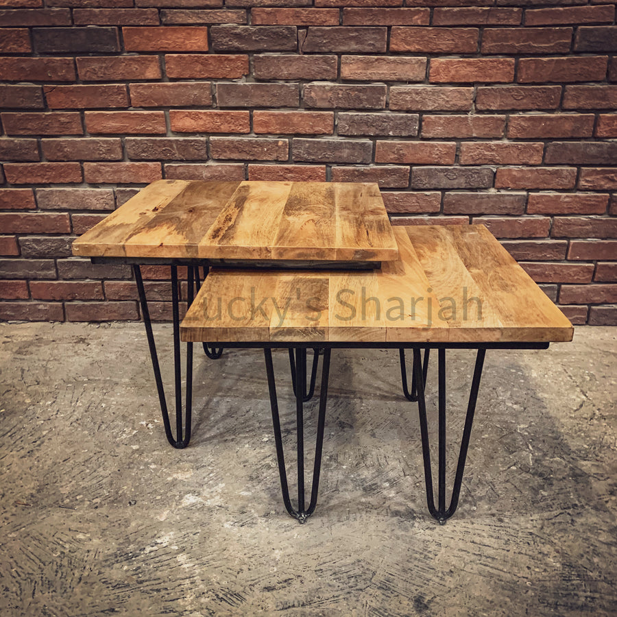 Adjustable Mango wood table Nesting | Lucky Furniture & Handicrafts.
