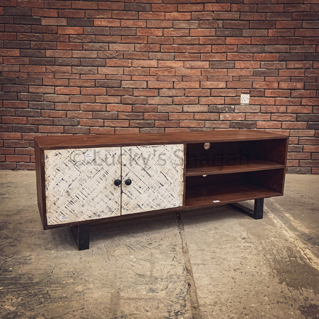Herring Bone Two Tone Tv Stand | Lucky Furniture & Handicrafts.