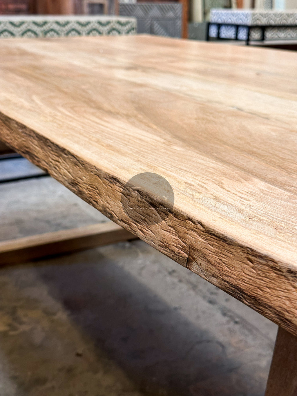 Mango Wood Live Edge Dining Table Wooden Slant Legs.