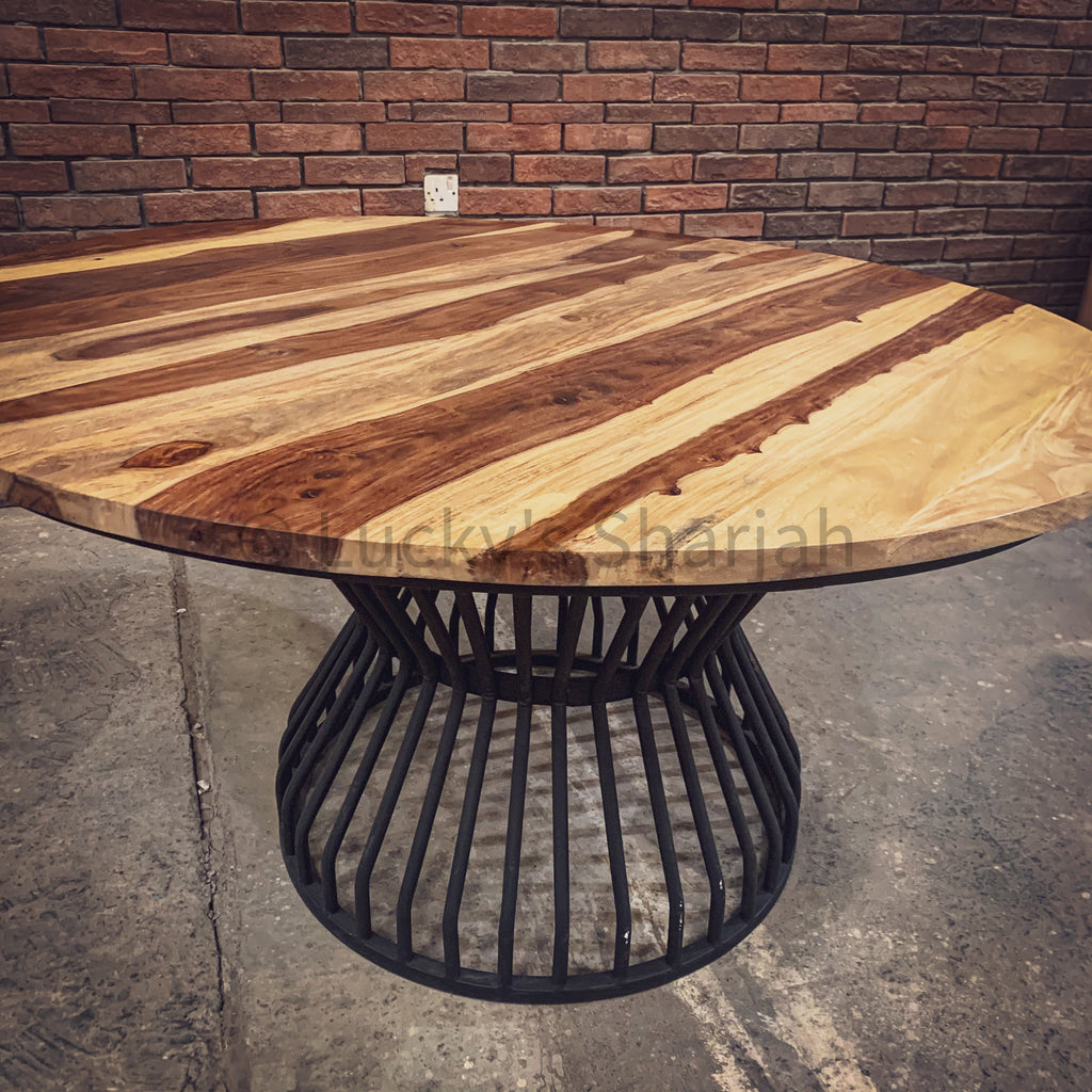 Rosewood Round Dining table with KLOUVI Base | Lucky Furniture & Handicrafts.