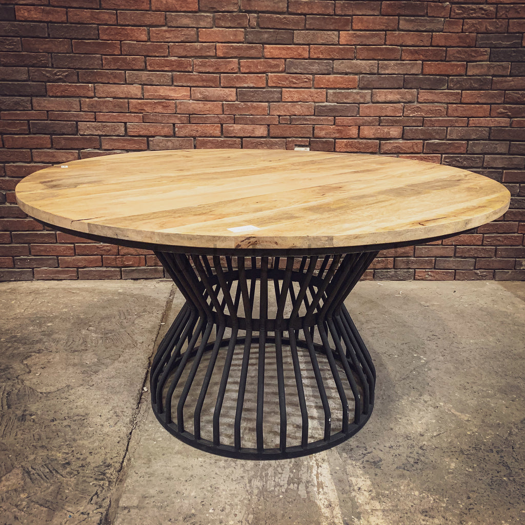 Mango wood Dining table with KLOUVI Base | Lucky Furniture & Handicrafts.