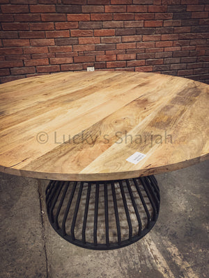 Mango wood Dining table with KLOUVI Base | Lucky Furniture & Handicrafts.