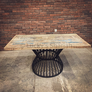 Recycle Design Dining table with KLOUVI Base | Lucky Furniture & Handicrafts.
