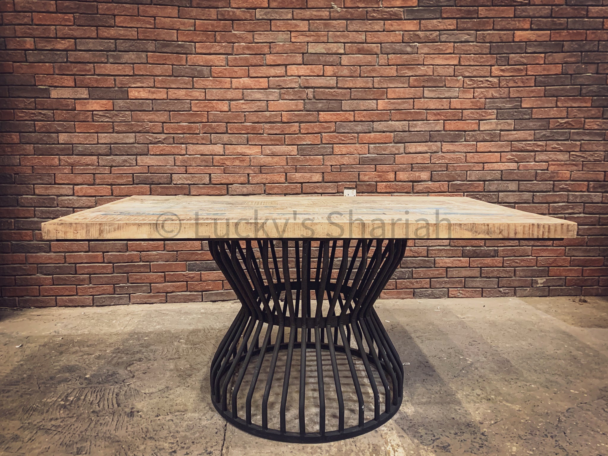 Recycle Design Dining table with KLOUVI Base | Lucky Furniture & Handicrafts.