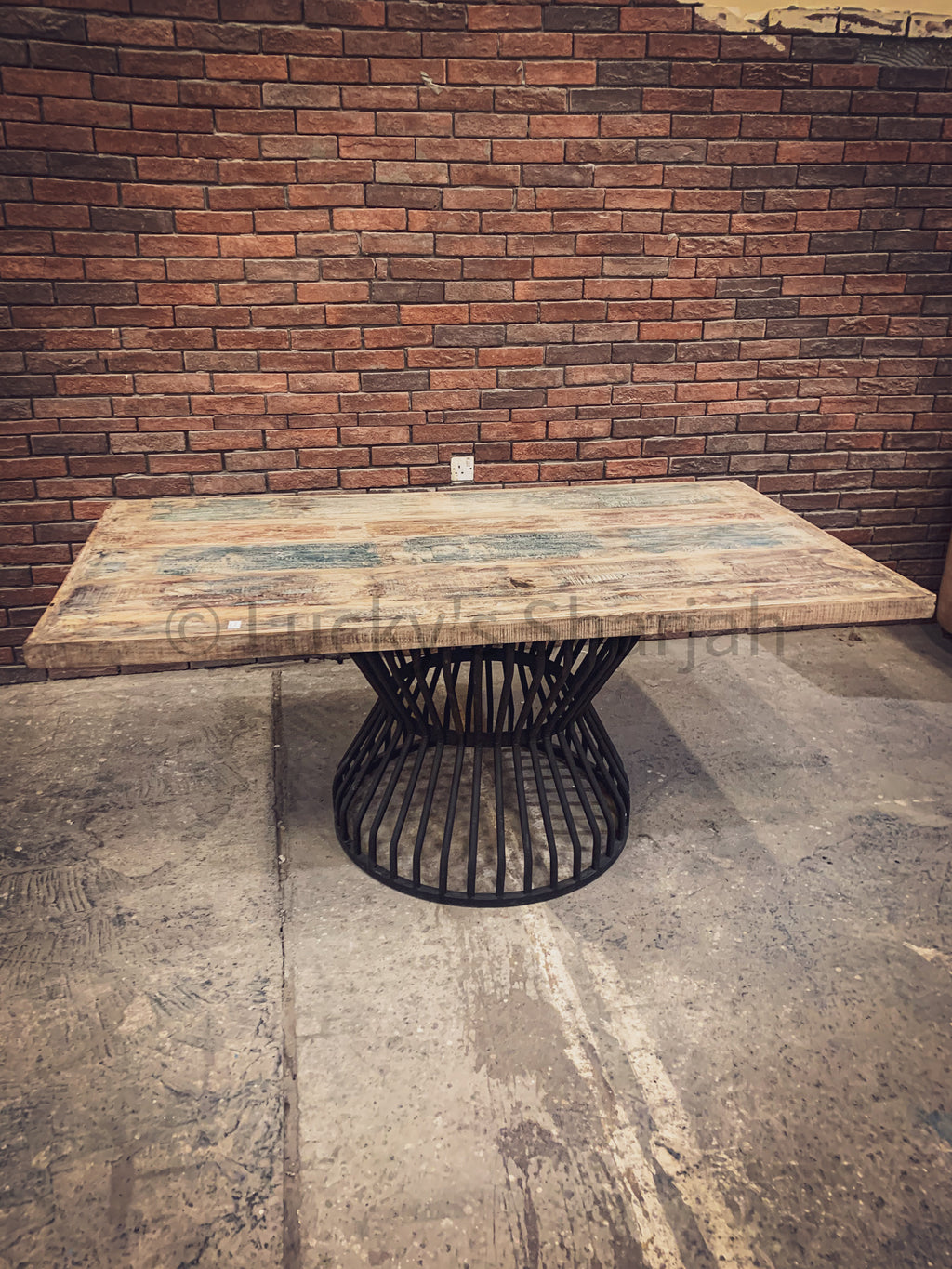 Recycle Design Dining table with KLOUVI Base | Lucky Furniture & Handicrafts.