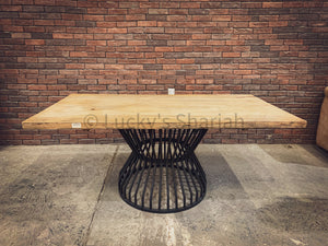 Mango wood Dining table with KLOUVI Base | Lucky Furniture & Handicrafts.