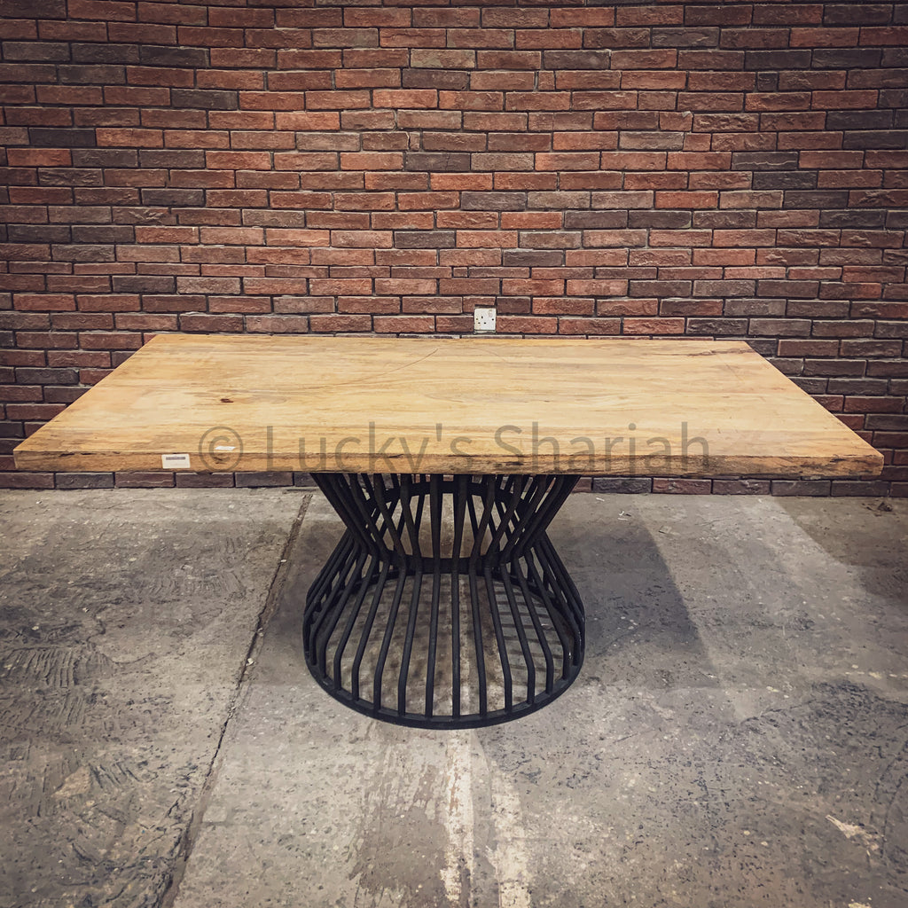 Mango wood Dining table with KLOUVI Base | Lucky Furniture & Handicrafts.