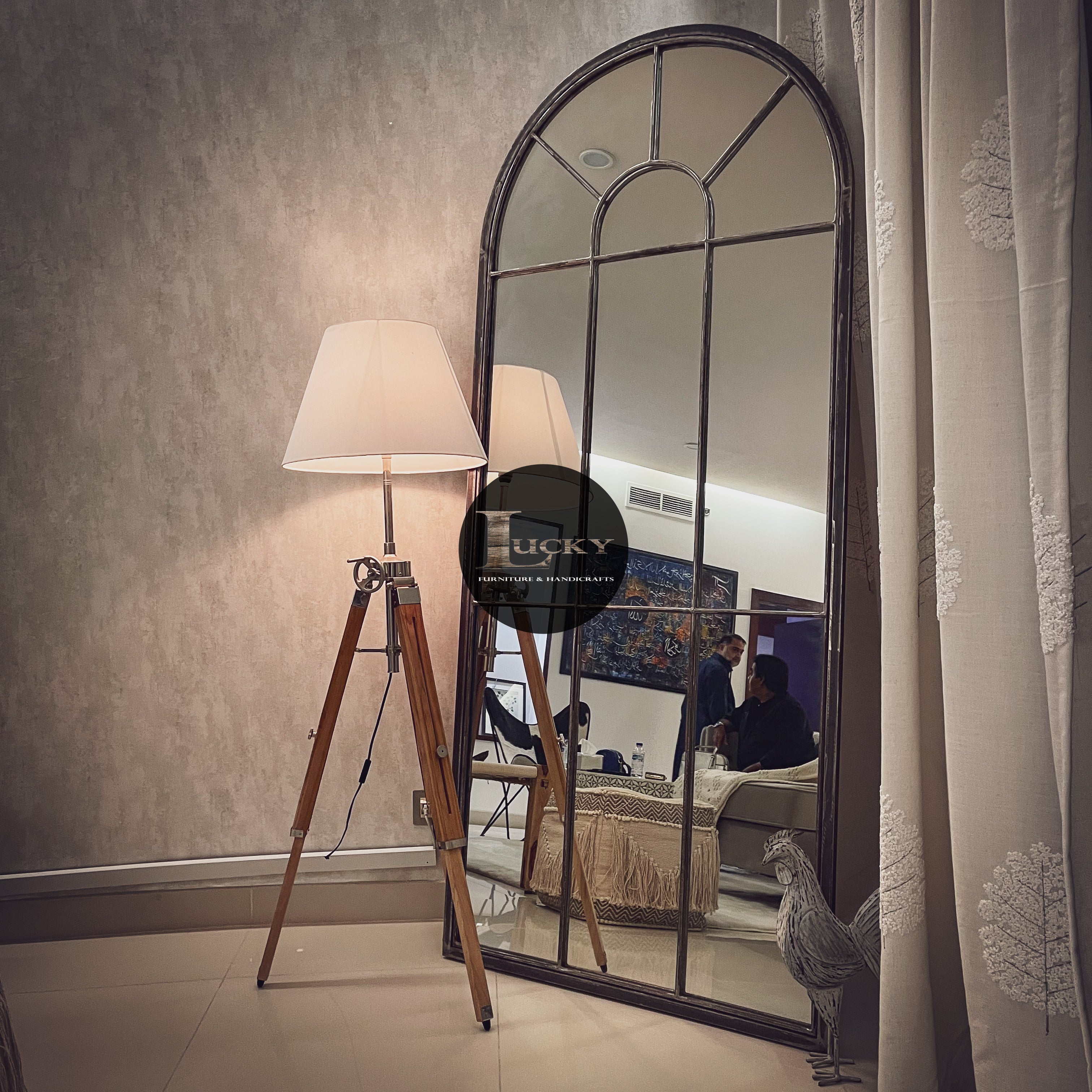 SIDERO Arch Mirror Frame Rustic color.