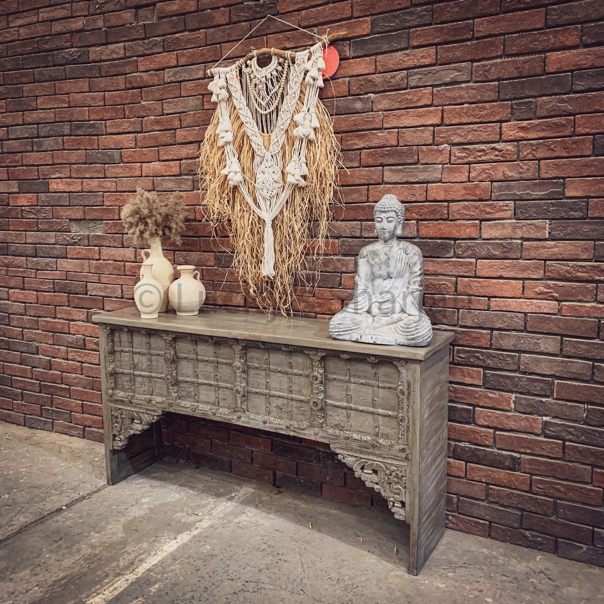 Vintage Greywash Door Console | Lucky Furniture & Handicrafts.