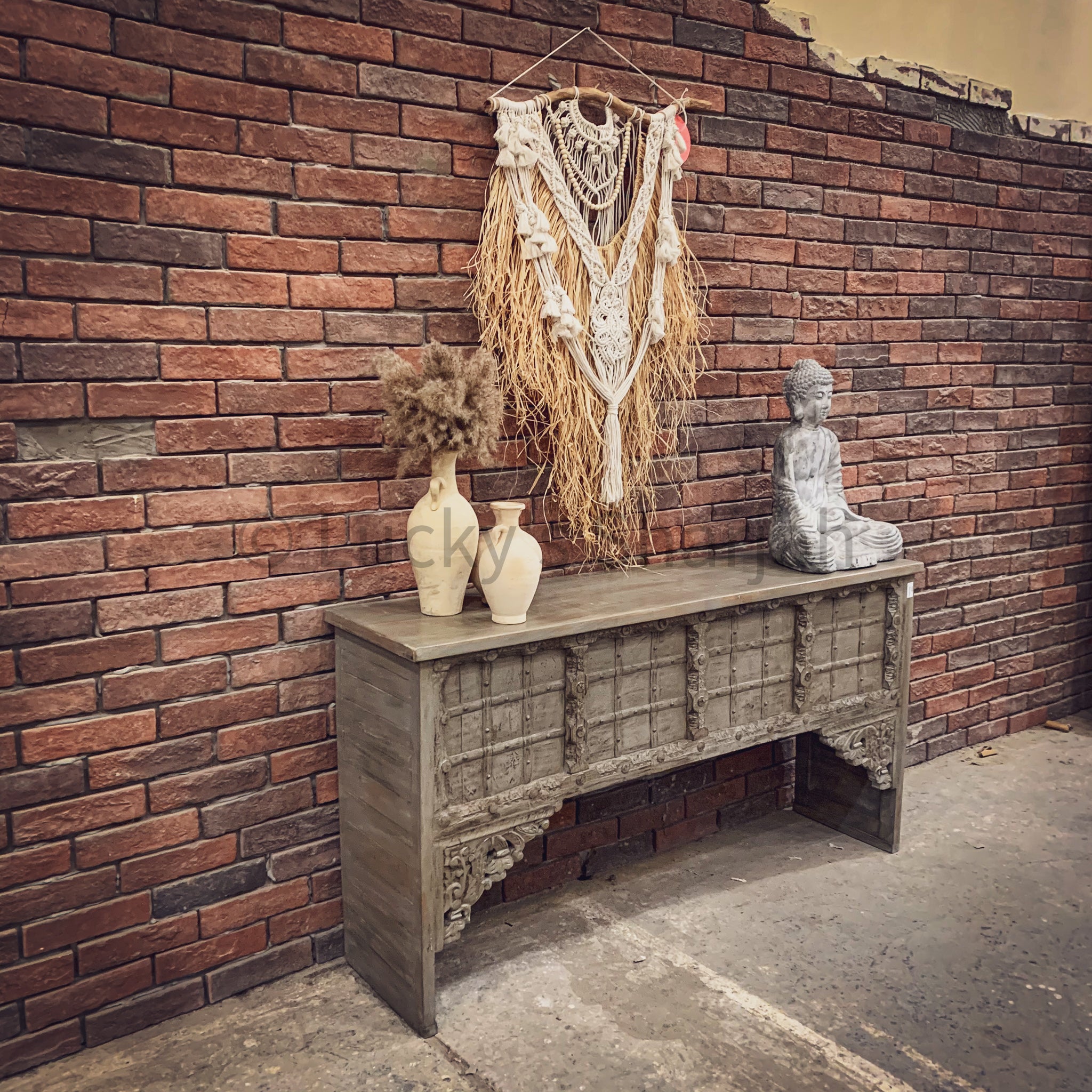 Vintage Greywash Door Console | Lucky Furniture & Handicrafts.