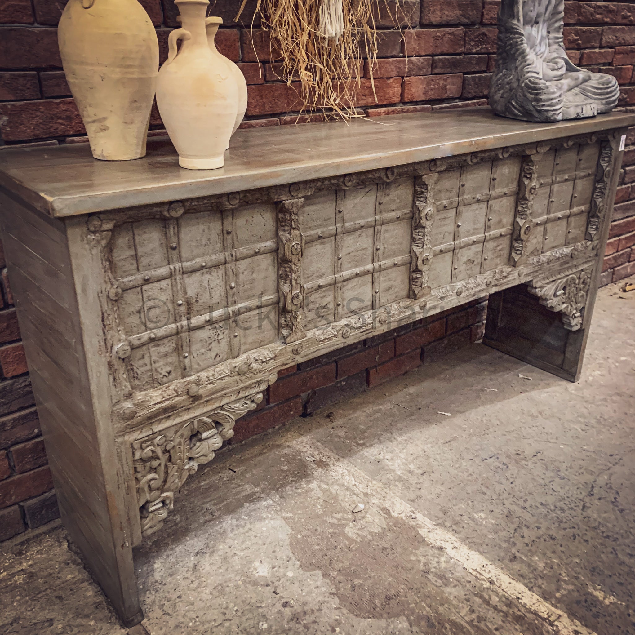 Vintage Greywash Door Console | Lucky Furniture & Handicrafts.