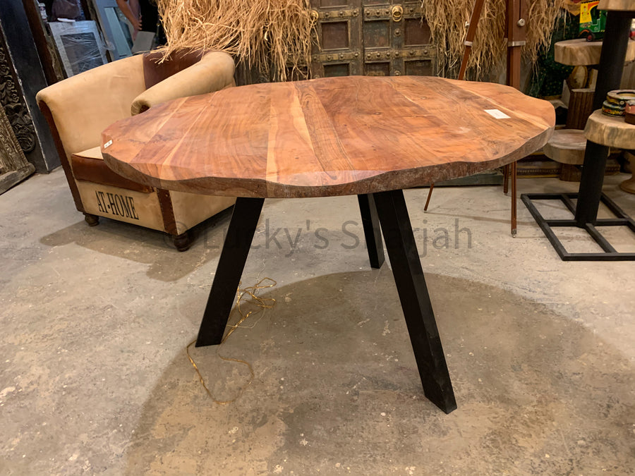 Round Acacia Table with TRI BASE | Lucky Furniture & Handicrafts.