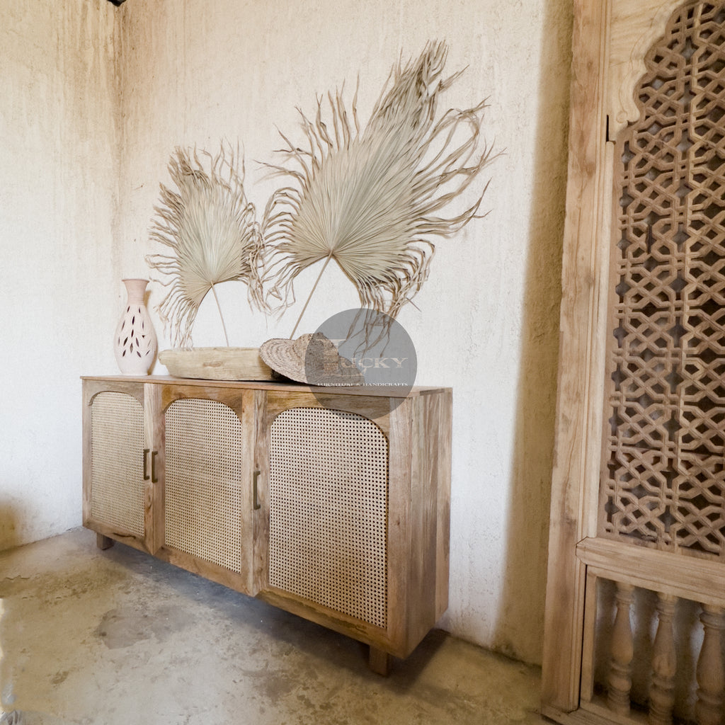 Rattan and mango wood 3 door.