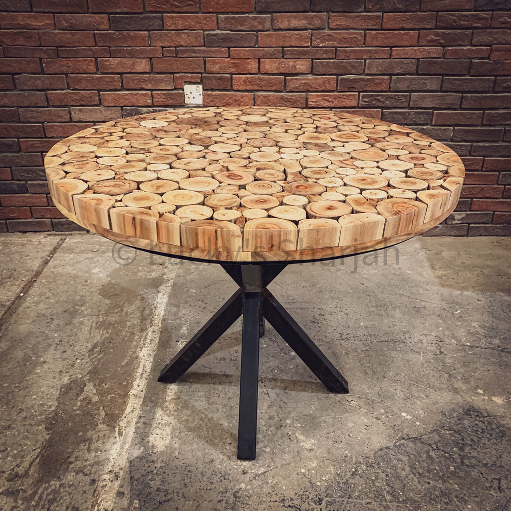 XYLO Log Pieces Round Table | Lucky Furniture & Handicrafts.