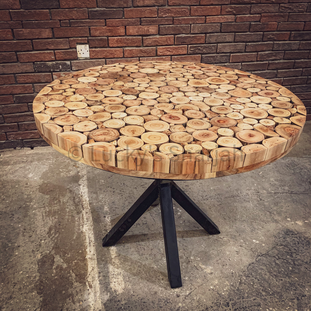 XYLO Log Pieces Round Table | Lucky Furniture & Handicrafts.