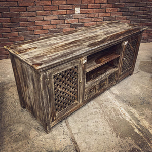 Rustic Chic Lattice detailed tv stand | Lucky Furniture & Handicrafts.
