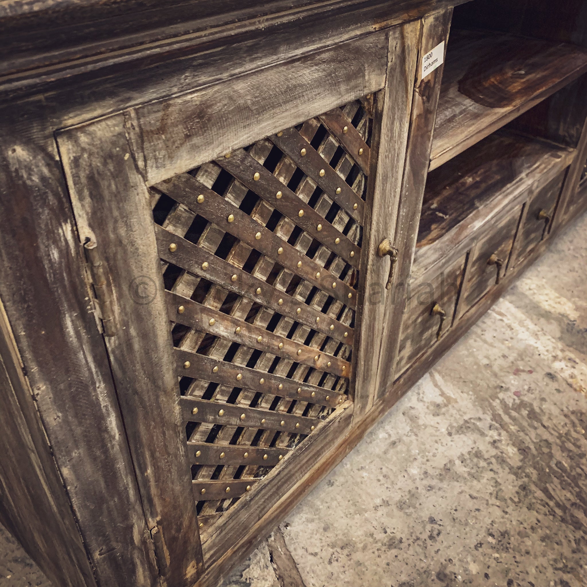 Rustic Chic Lattice detailed tv stand | Lucky Furniture & Handicrafts.
