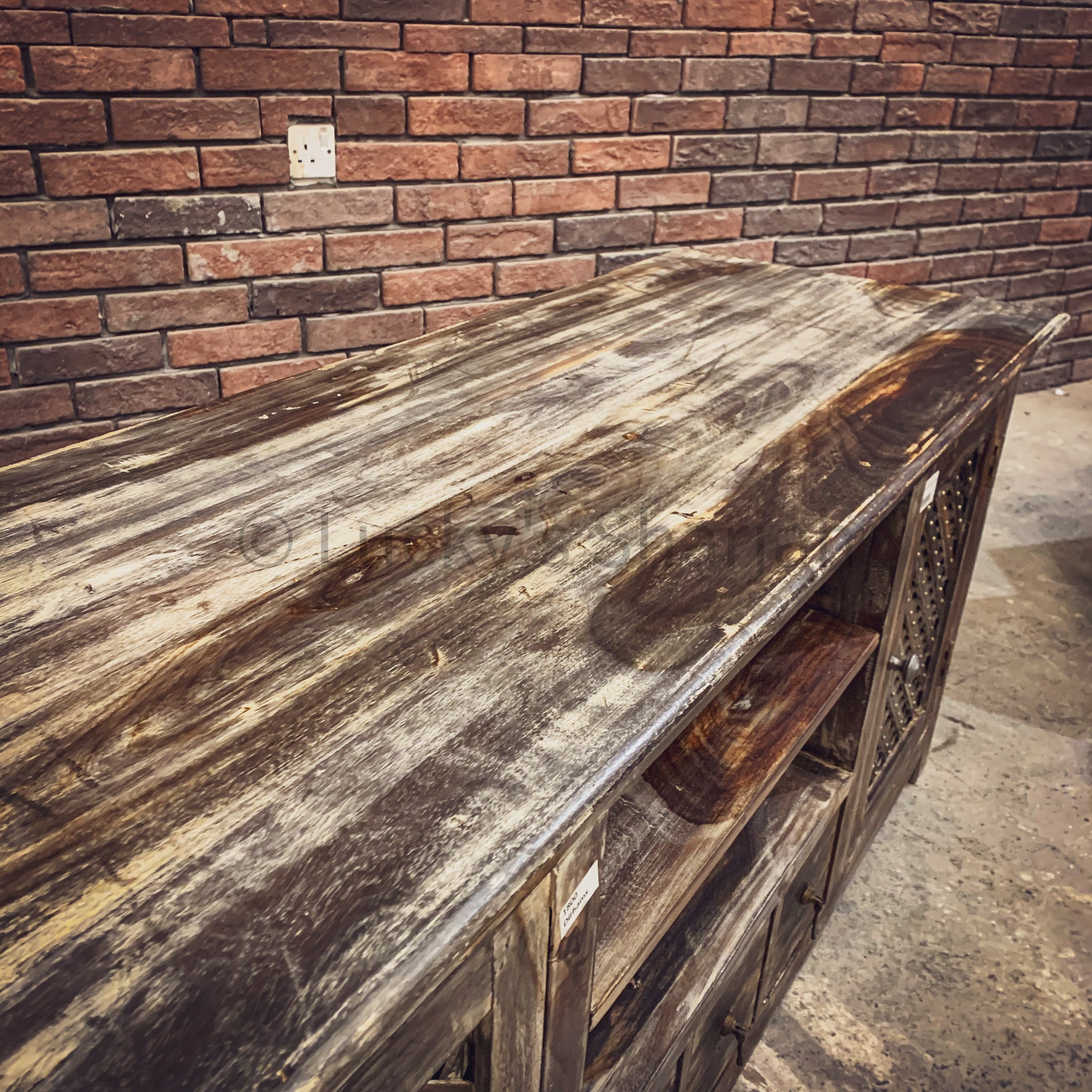 Rustic Chic Lattice detailed tv stand | Lucky Furniture & Handicrafts.