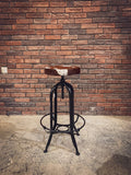 Brown and white leather barstool with foot rest | Lucky Furniture & Handicrafts.