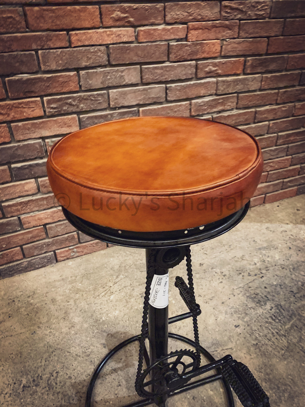 Brown Leather Barstool with pedal | Lucky Furniture & Handicrafts.